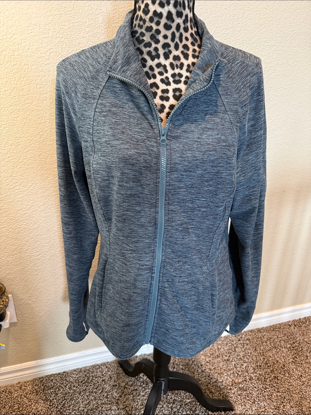 Yogalicious Heather Slate Blue Full-Zip Women's jacket
